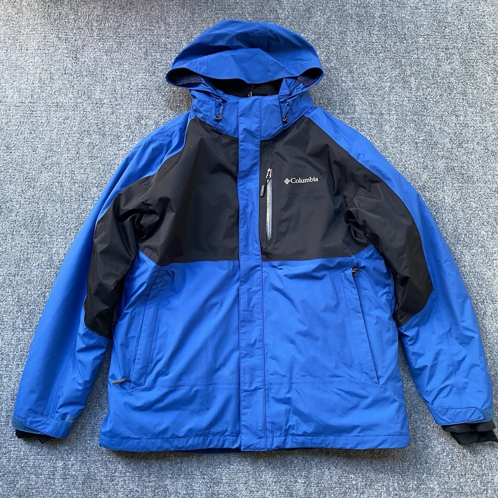 Columbia Omni-Heat Interchange 3 in 1 Hooded Winter Jacket Men Size L Blue Black
